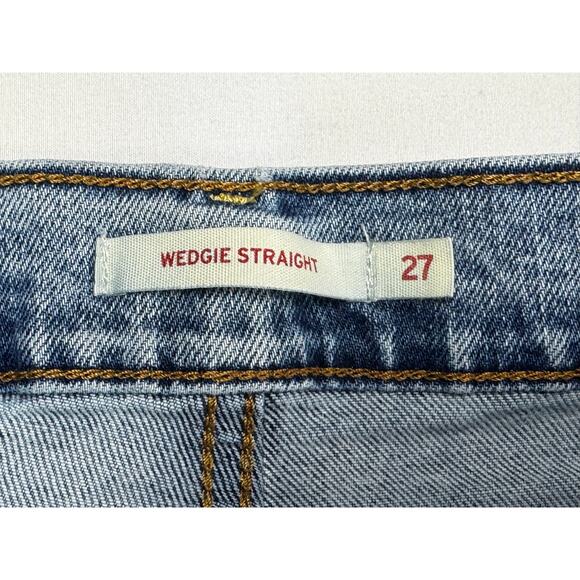 Levi's Women's Distressed Wedgie Straight Leg Blue Denim Jeans - Size 27x27 - Picture 5 of 7